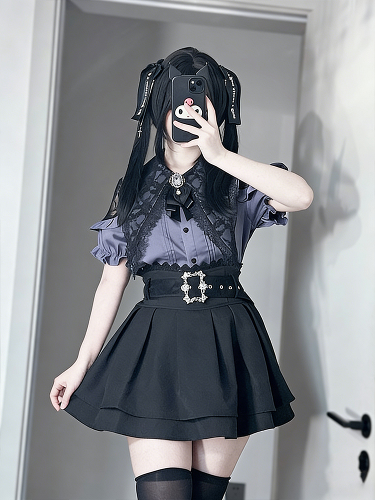 Summer Goth Clothing - Gotycka koszula z odkrytymi ramionami i