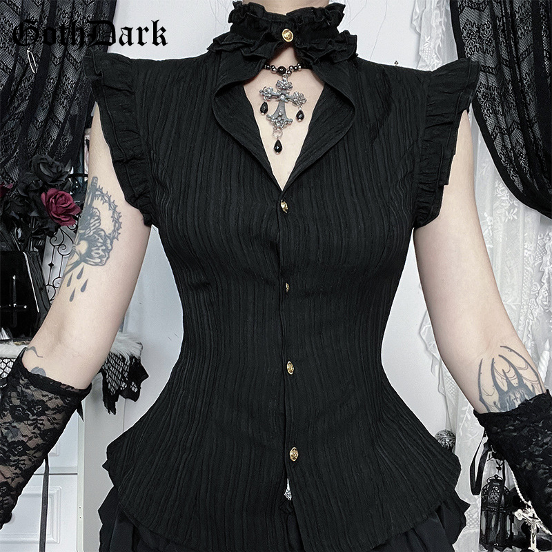 Summer Goth Clothing - Gotyckie, mroczne bluzki koszulowe w stylu