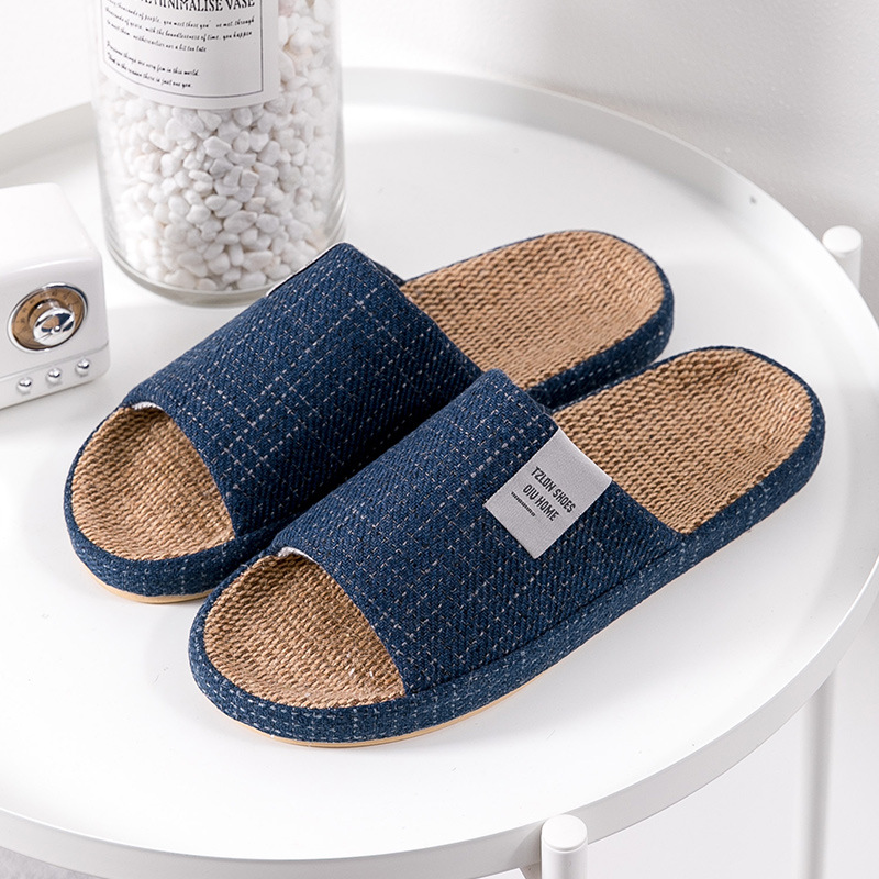 Summer Cloth - Męskie oddychające lniane kapcie, całoroczne, ciche