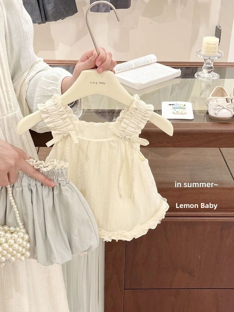 Summer Clothing Online - Letni, swobodny zestaw dla dziewczynek: drewniana