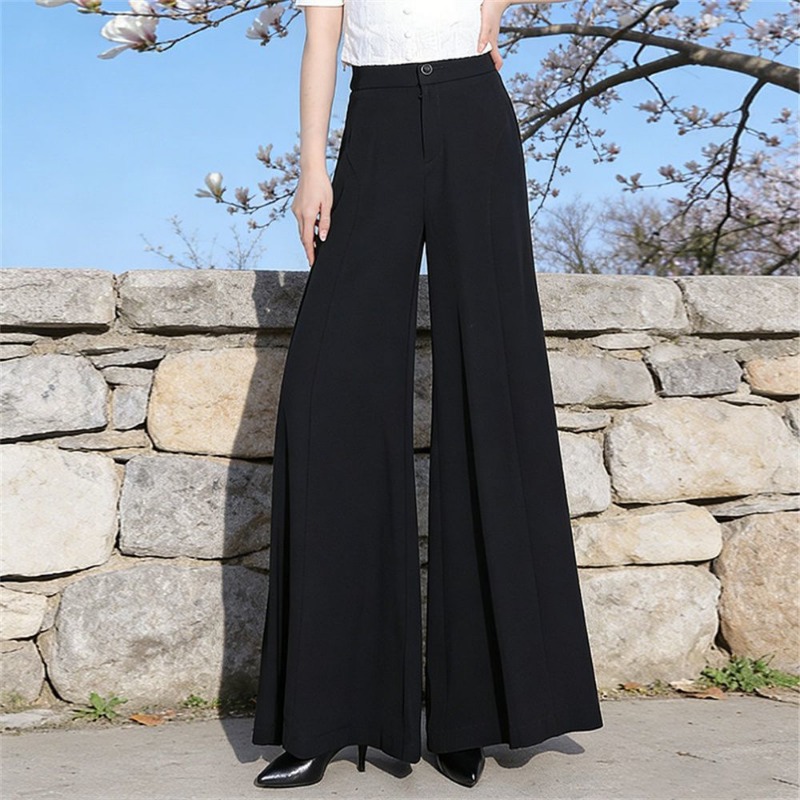 Palazzo Pant Wide - Damskie spodnie z wysokim stanem z