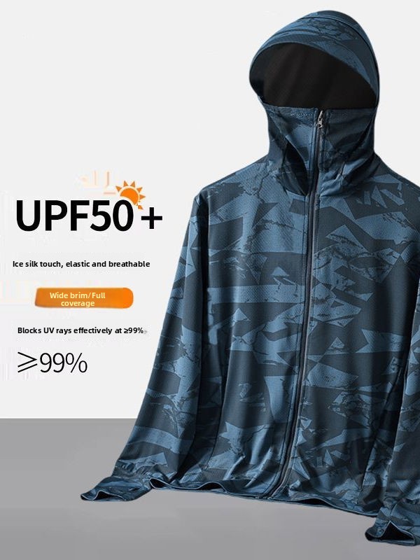 Summer Uv Clothing - Męski kamuflażowy strój wędkarski z jedwabiu