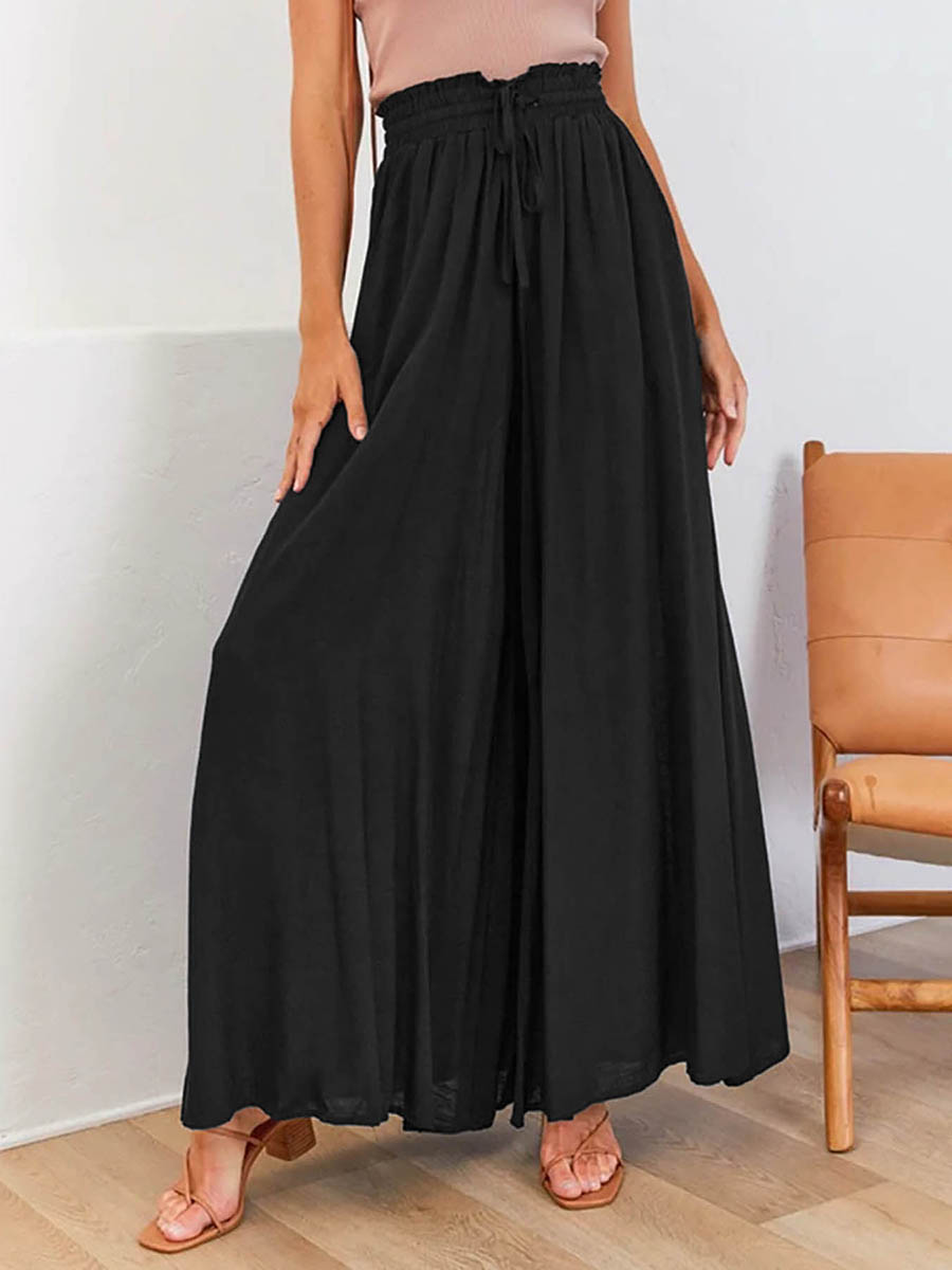Palazzo Pant Wide - Damskie spodnie z wysokim stanem i