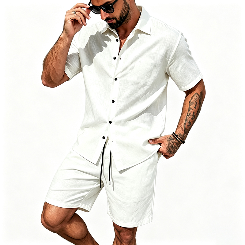 Męski lniany dwuczęściowy zest – Summer Clothing Trends recenzja i cena