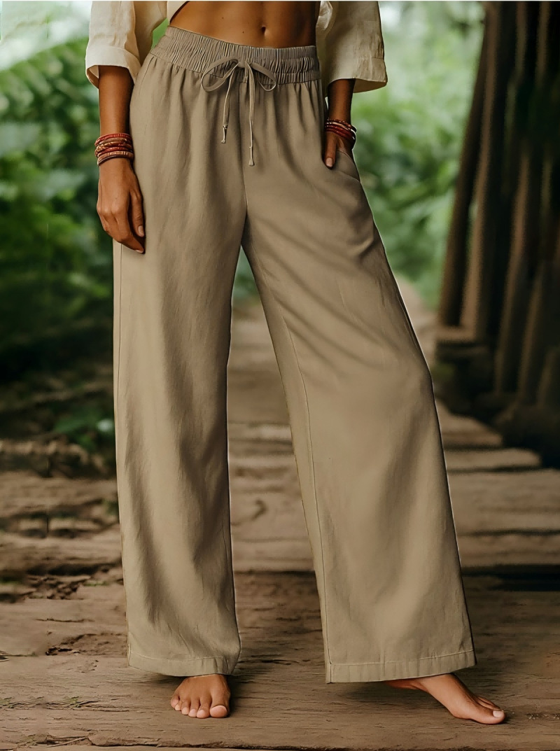Damskie lniane spodnie z elast – Palazzo Pant Wide recenzja i cena