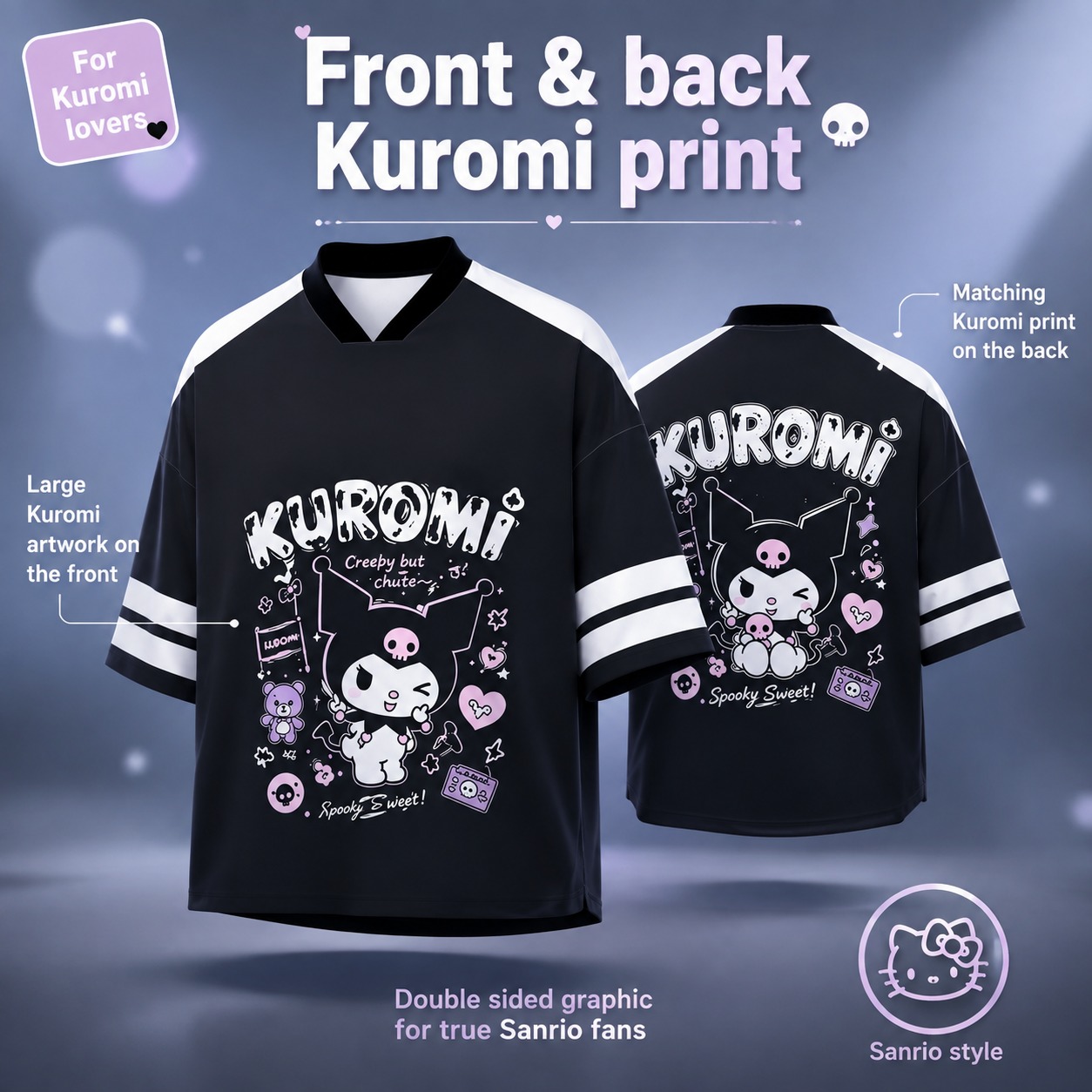 Czarno-biała koszulka Kuromi o – Summer Goth Clothing recenzja i cena