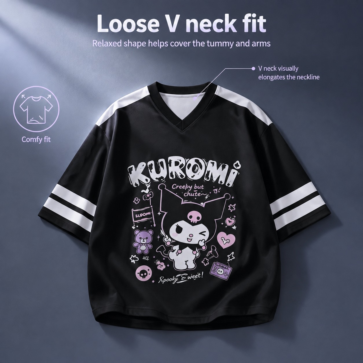 Czarno-biała koszulka Kuromi o – Summer Goth Clothing recenzja i cena