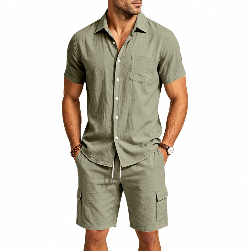 Męski letni lniany dwuczęściow – Summer Clothing Trends recenzja i cena